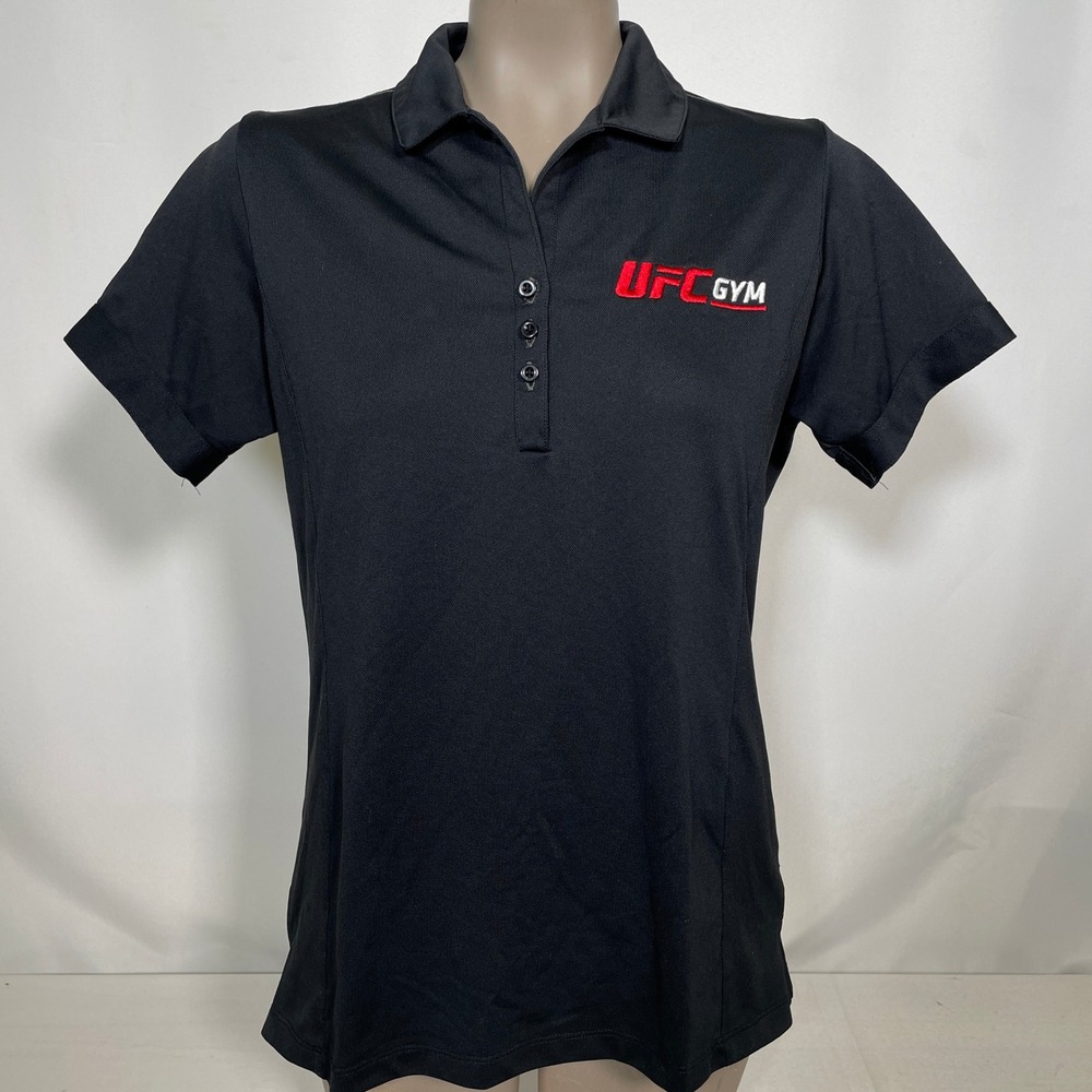 UFC Gym Red House Black Embroidered Performance Polo Shirt Women's MEDIUM